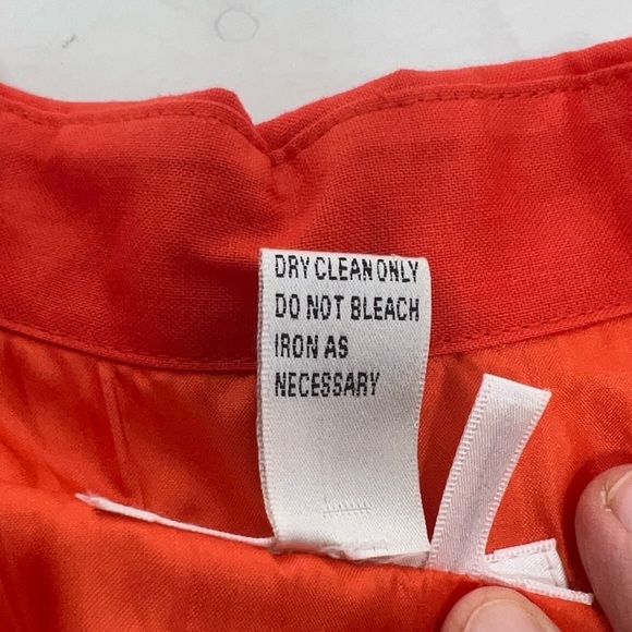 Lino USA Red Linen V-Neck Button Down Short Sleeve Belted Midi Shirt Dress Sz S - Picture 8 of 16